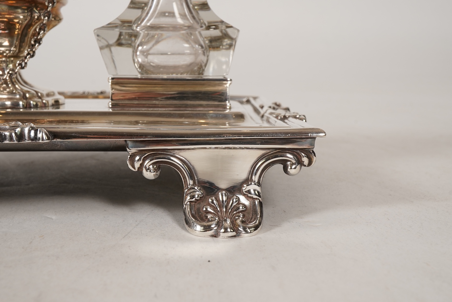 A William IV silver ink stand, by Henry Wilkinson & Co Ltd